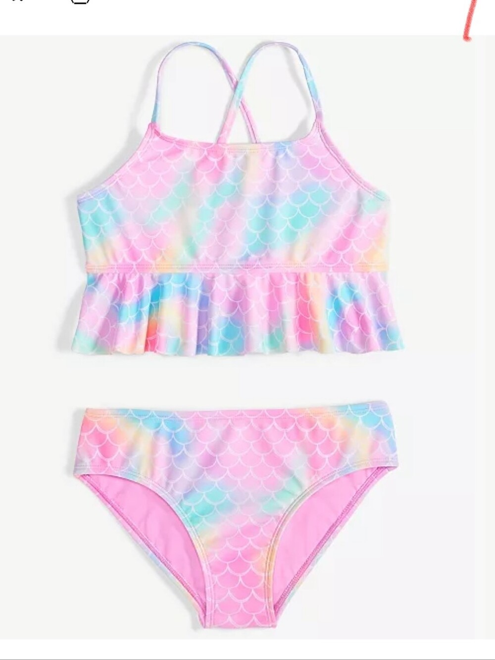 Breaking Waves Girls Peplum Tankini Top & Scoop Bottom Swimsuit 8 10